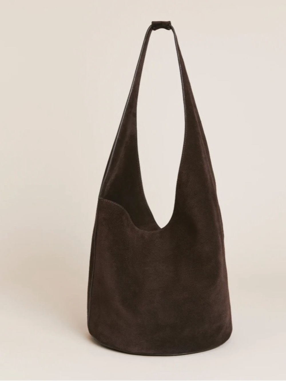 Reformation Silvana Bucket Bag Medium Chocolate Brown Suede Leather